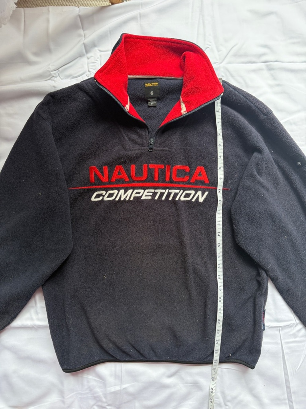 Nautica Black Fleece Quarter-Zip with Red Collar
